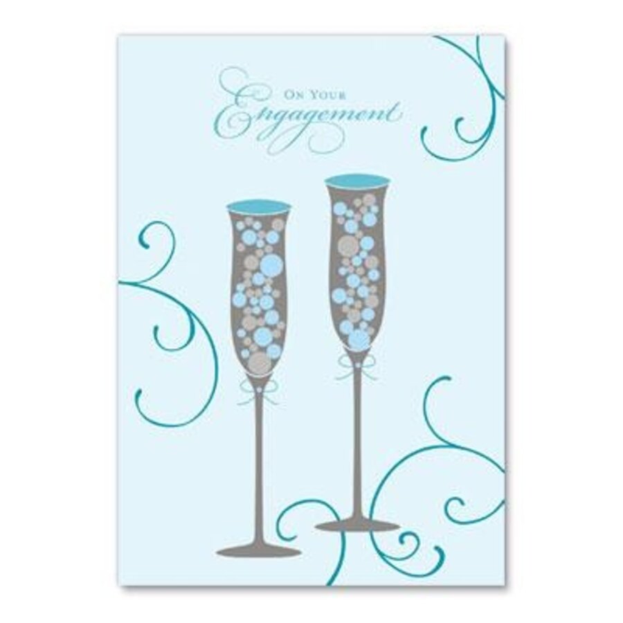Champagne Flute Engagement Card