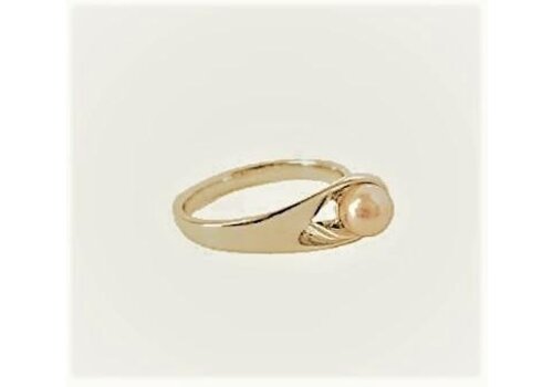  Gold Single Pearl Ring 