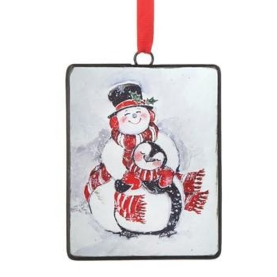 Snowman and Peng Rect Orn
