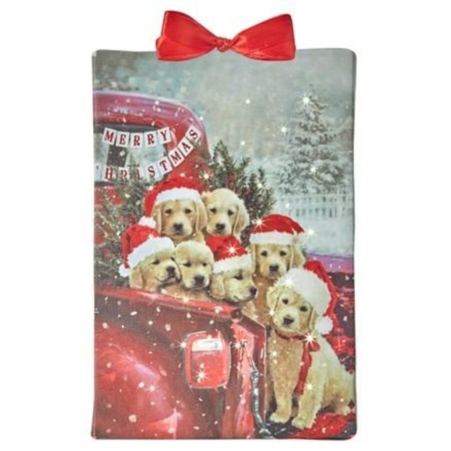 Merry Xmas Puppies Light Print