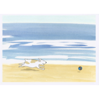 Dog on Beach BDay Card