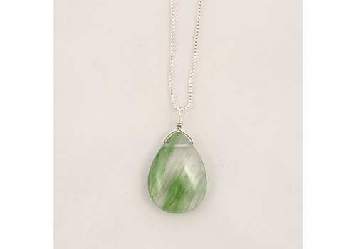  Autumn Designs Moss agate teardrop necklace 