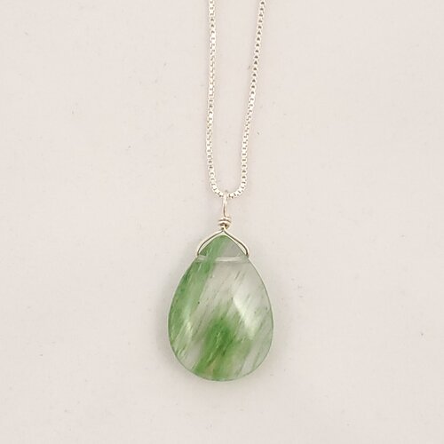  Autumn Designs Moss agate teardrop necklace 