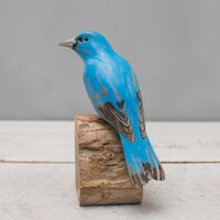 Indigo Bunting Wood Carved Bird