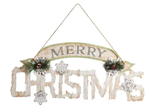  Kurt Adler Merry Christmas Wood Sign 