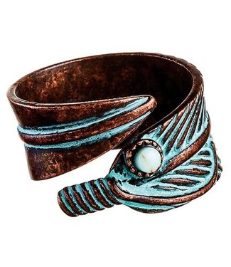 Rain Jewelry Collection Patina Feather Adjustable Ring