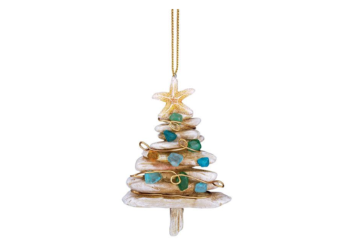  Cape Shore Driftwood Seaglass Tree Orn Maine_ 