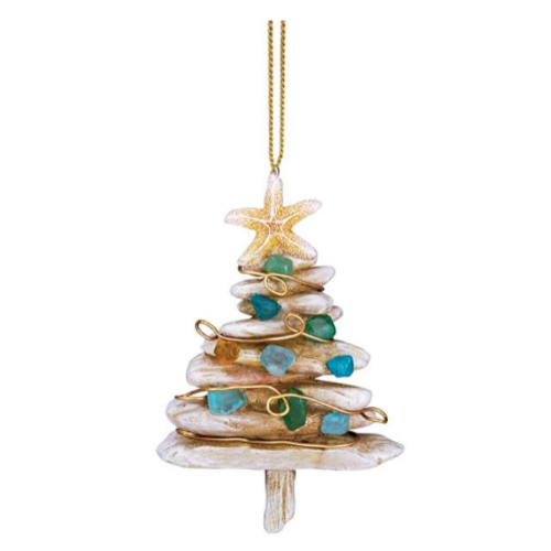  Cape Shore Driftwood Seaglass Tree Orn Maine_ 