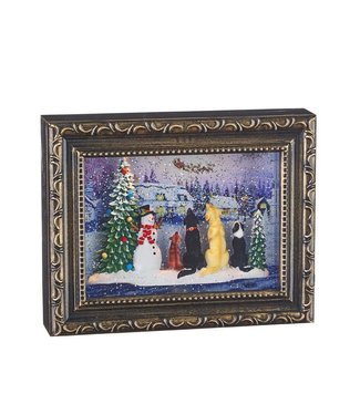 Dogs Watching Santa Lighted Picture Frame
