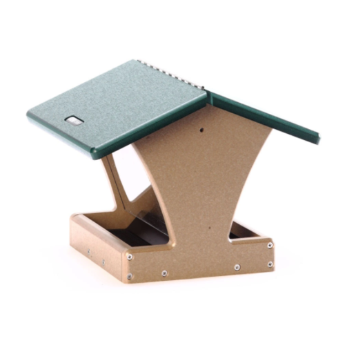  4 Qt Hopper Feeder Taupe & Green 