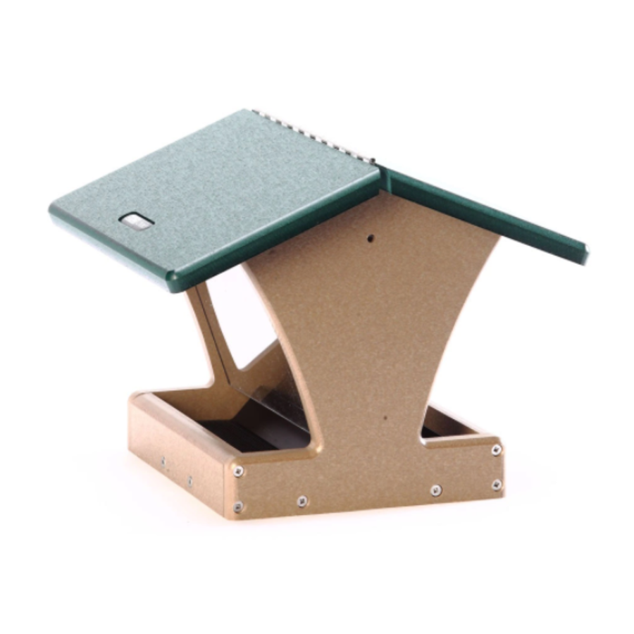 4 Qt Hopper Feeder Taupe & Green