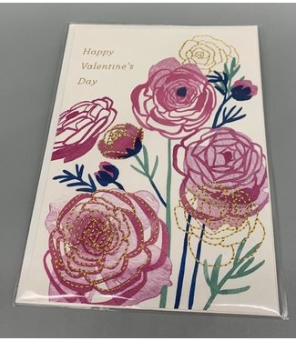Stitched Flowers Valentine's Day Card