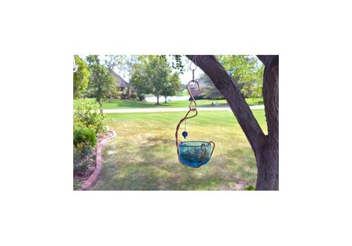  Copper w/ Blue Glass Bowl Mealworm Feeder 