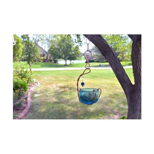  Copper w/ Blue Glass Bowl Mealworm Feeder 