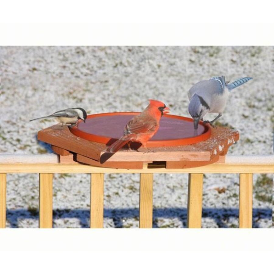 Cedar Heated Deck Birdbath