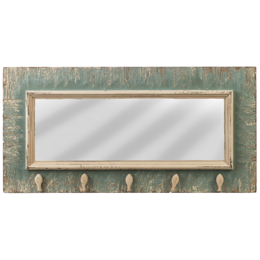 Distressed 12"x35" Mirror with Hooks