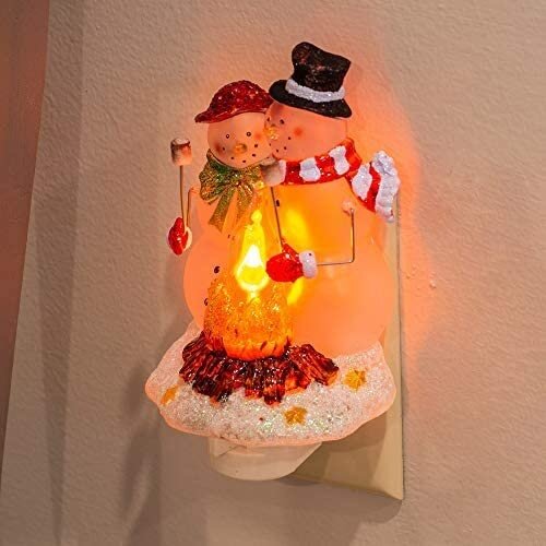  Roman Inc Snowman Couple Night Light 