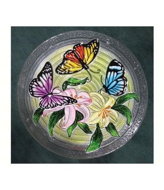 Butterfly Trio Glass Bird Bath