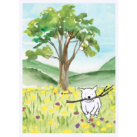 Dog in Meadow Card