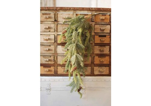  34" Frosted White Spruce Hanging Green 