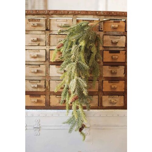 34" Frosted White Spruce Hanging Green 