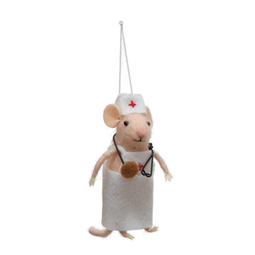  Wool Felt Medical Professional Mouse Ornament 