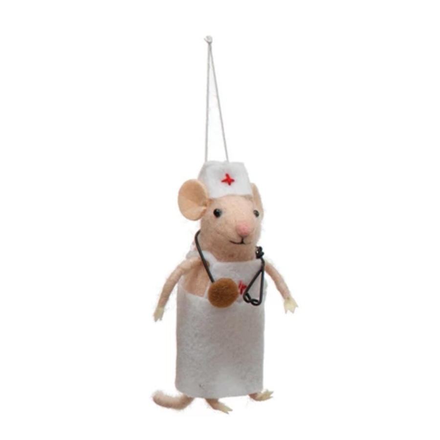 Wool Felt Medical Professional Mouse Ornament