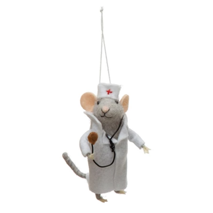 Wool Felt Medical Professional Mouse Ornament