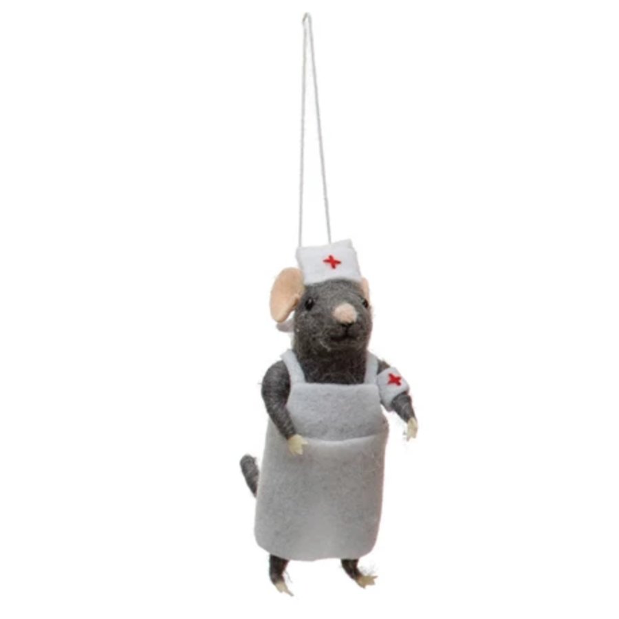 Wool Felt Medical Professional Mouse Ornament
