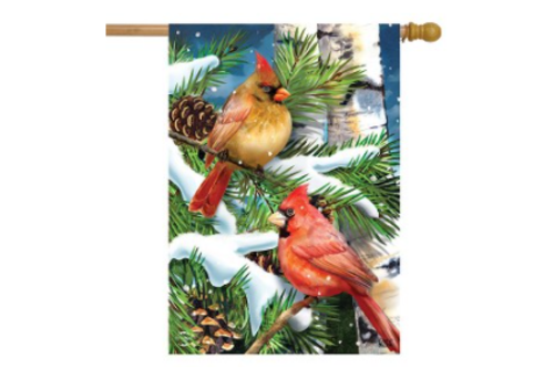  Snowy Cardinals House Flag 