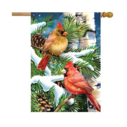  Snowy Cardinals House Flag 