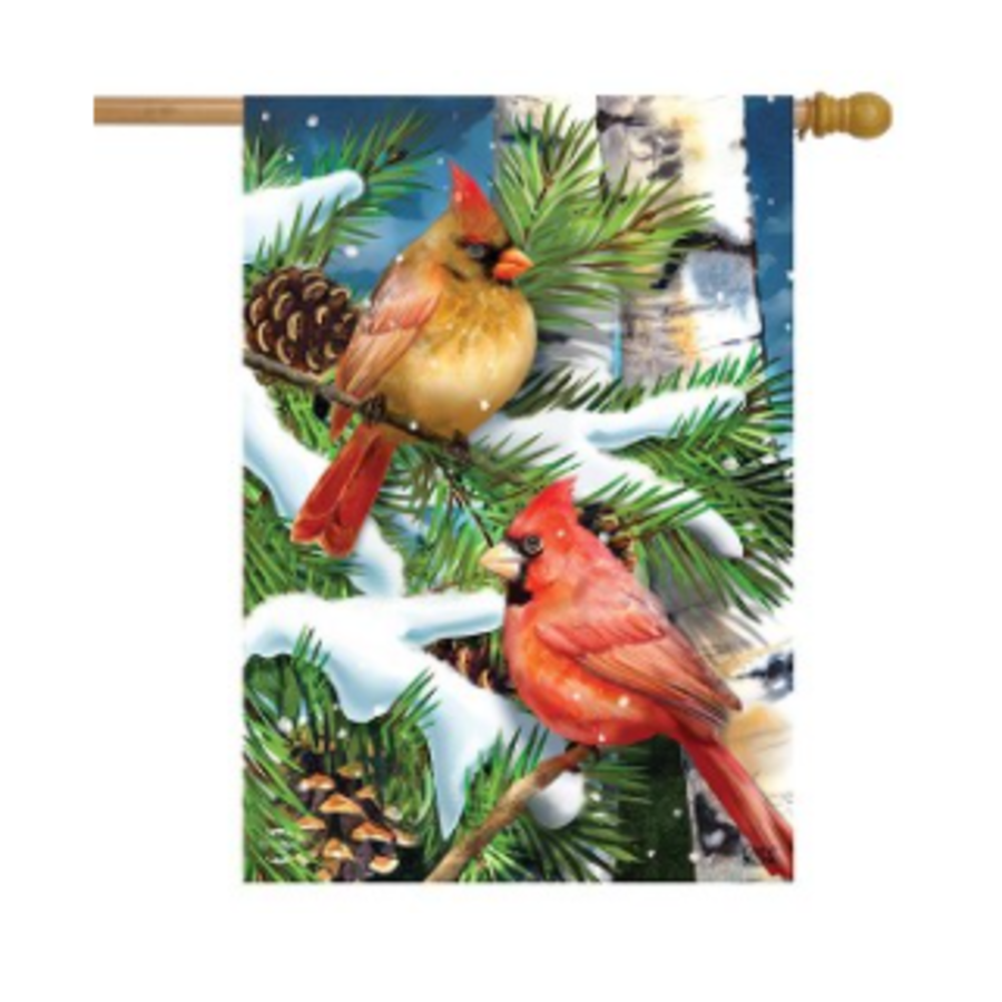 Snowy Cardinals House Flag