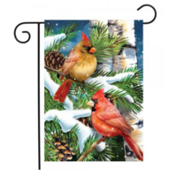 Snowy Cardinals Garden Flag