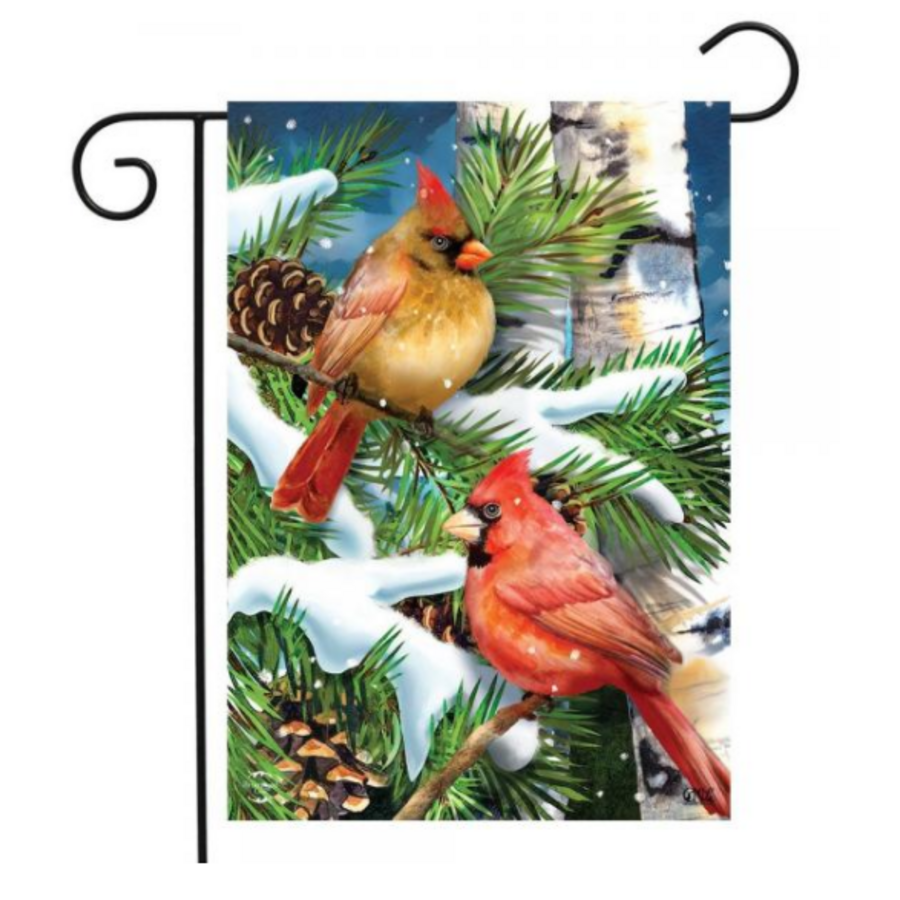 Snowy Cardinals Garden Flag