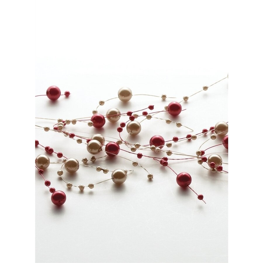 Bead Garland Red & Pearl