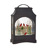 11" Cardinal on Fence Lighted Water Lantern