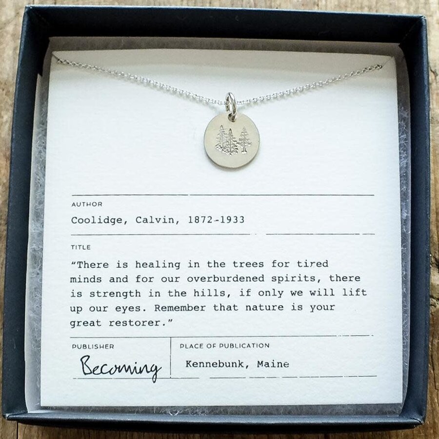 Trees Small Round Necklace Sterling