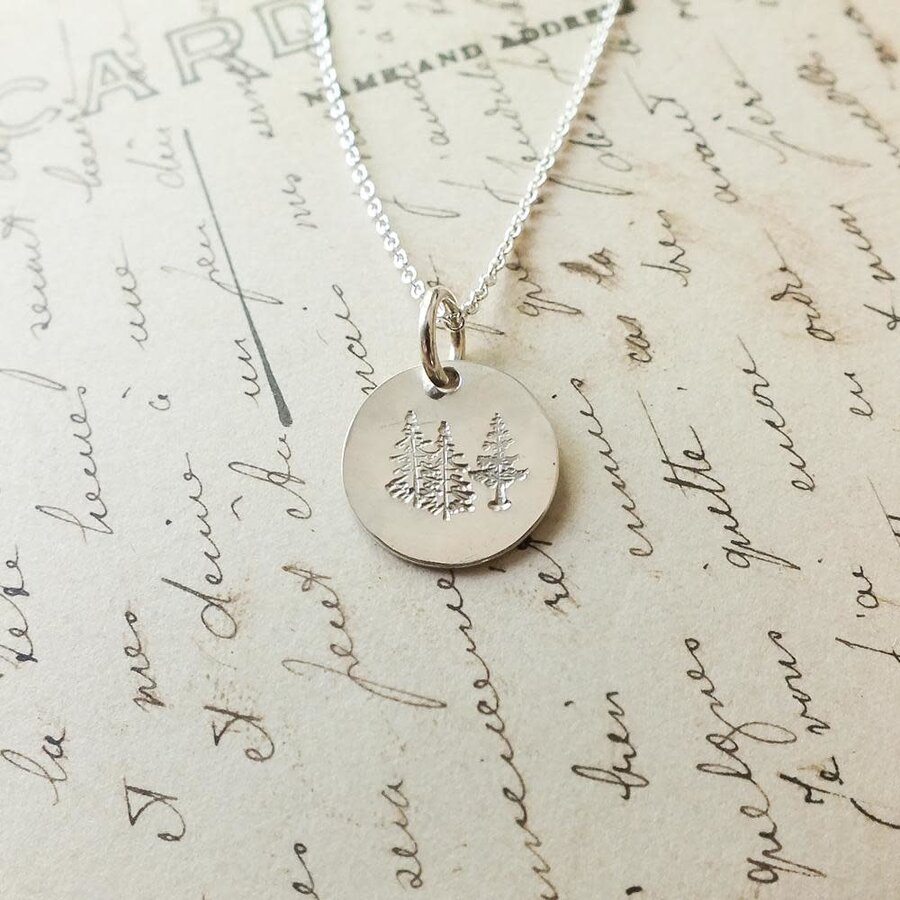 Trees Small Round Necklace Sterling