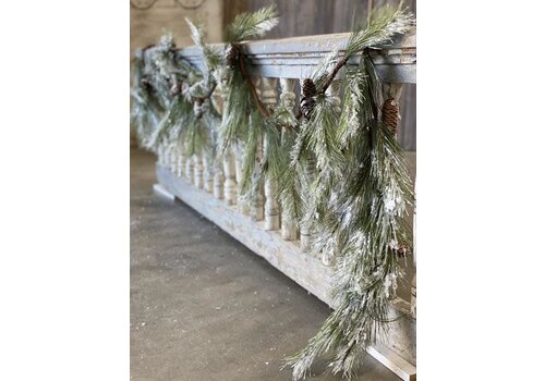  9' Silver Fir Garland with Snow 