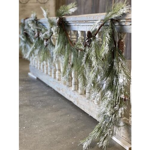  9' Silver Fir Garland with Snow 