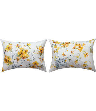 Manual Woodworkers & Weavers Happy Yellow Floral Rectangle Pillow