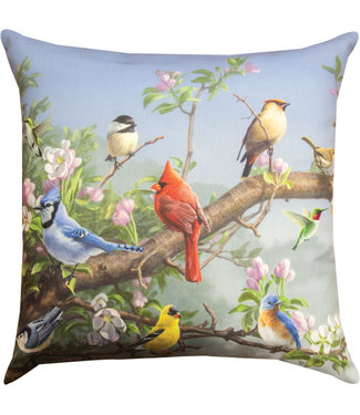 Songbirds in Apple Blossoms Sq Pillow