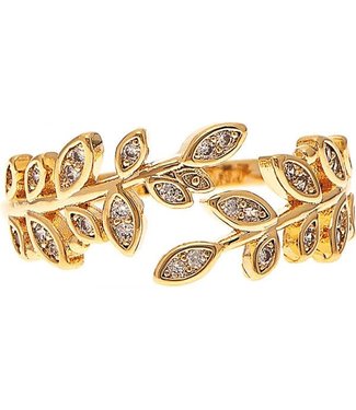 Rain Jewelry Collection Bypass Leaves Cubic Zirconia Brass Size 7 Ring