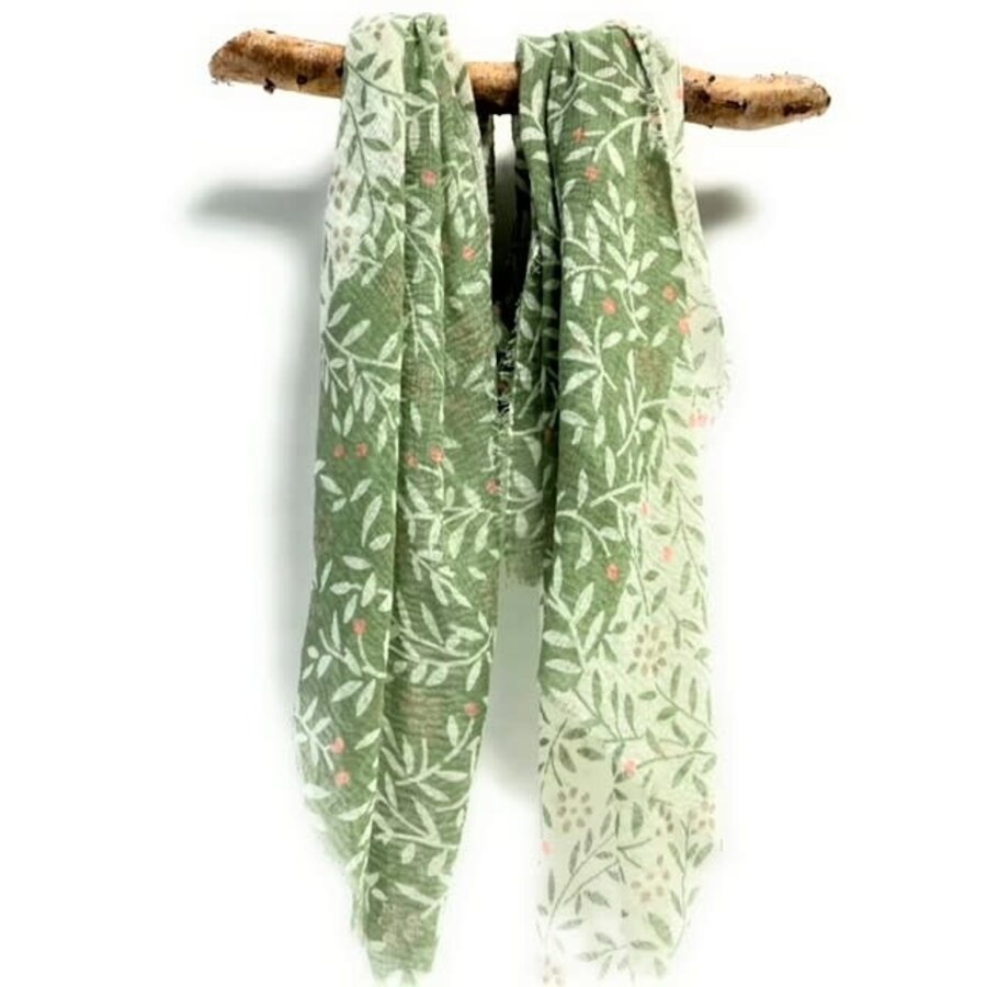 Cotton Gauzy Scarf Vine/Flower Buds