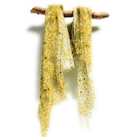 Cotton Gauzy Scarf Vine/Flower Buds