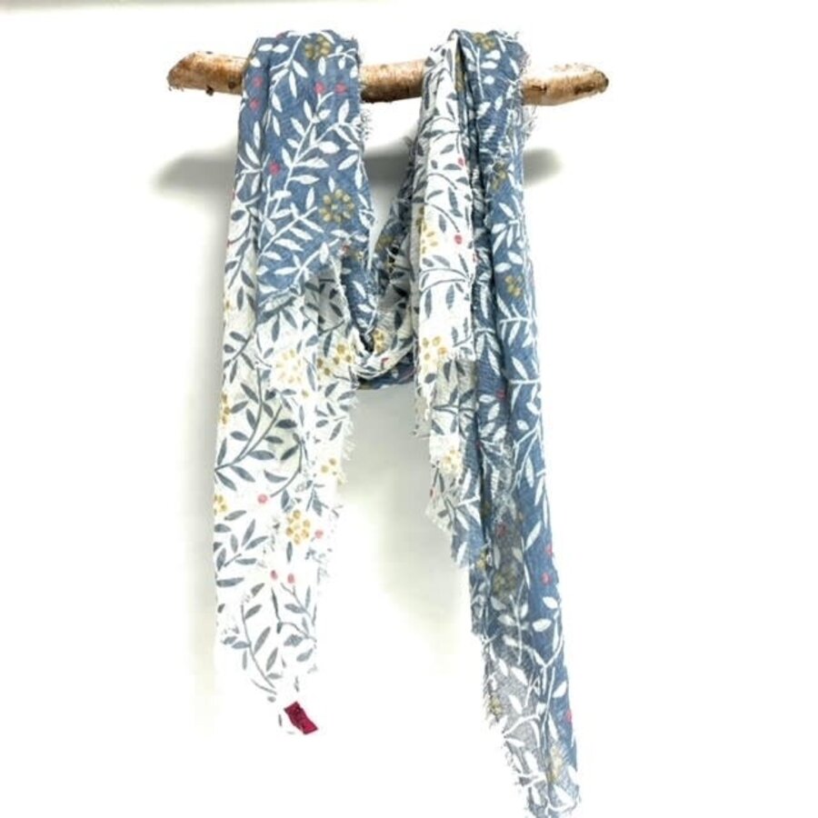 Cotton Gauzy Scarf Vine/Flower Buds