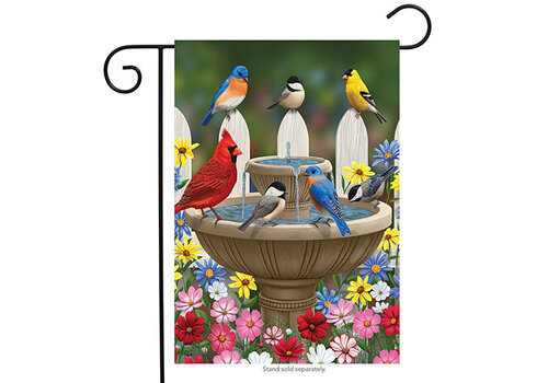  Birdbath Gathering Garden Flag 