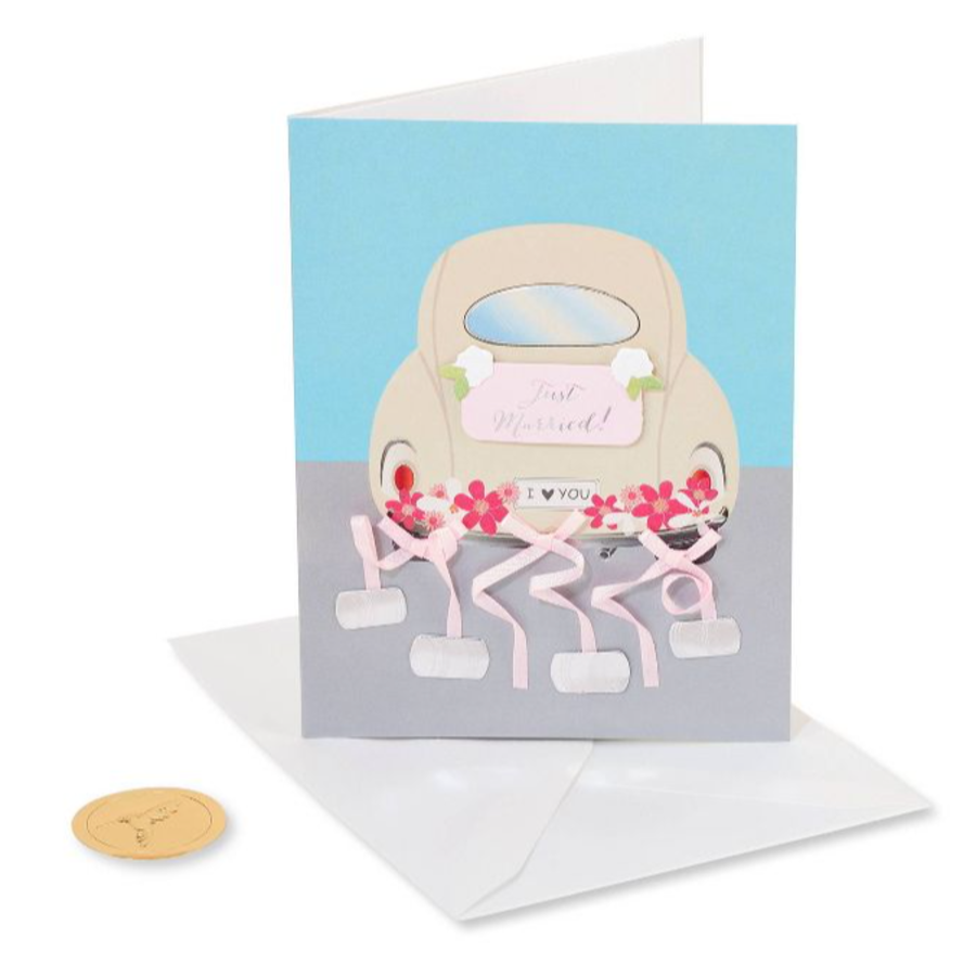 Just Married VW Bug Card