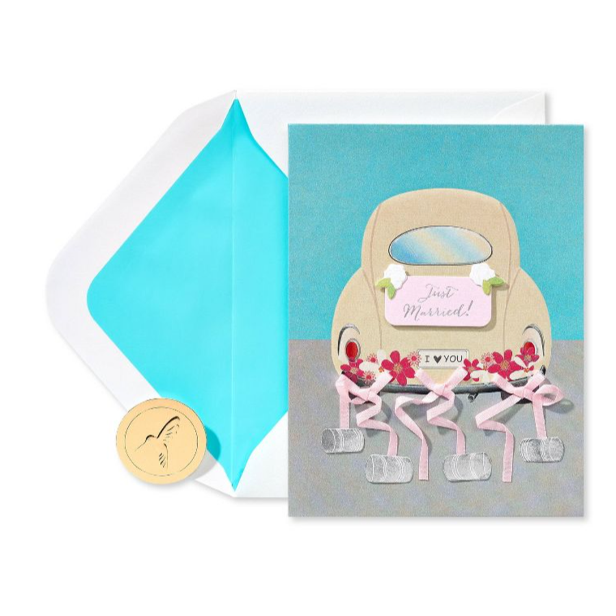 Just Married VW Bug Card