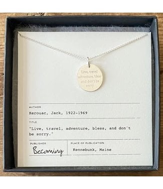 Becoming Jewelry Live, Travel Quote Necklace Sterling Silver